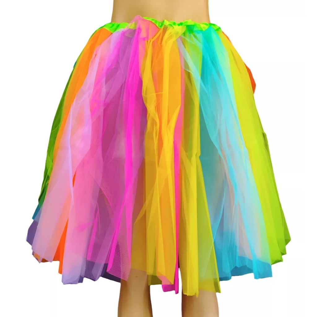 Saias De Tule Com Faixas De Cores colorida 60cm com Elástico Tamanho ...