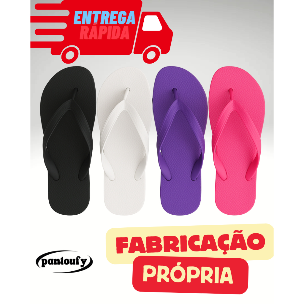 Kit Chinelos Femininos Confortável Tira Grossa Tam Grandes e Peq Fab Própria Chinelo Branco Roxo