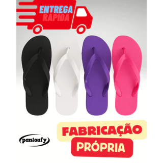 Kit Chinelos Femininos Confortável Tira Grossa Tam Grandes e Peq Fab Própria Chinelo Branco Roxo