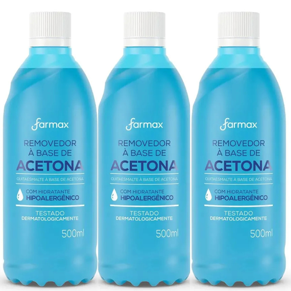 kit com 3 Removedor de Esmalte À Base de Acetona Farmax 500ml | Shopee ...