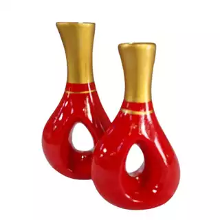 DUPLA DE VASO DE CÊRAMICA DECORATIVO - KIT VASOS VAZADOS - ENFEITE SALA QUARTO CASA.