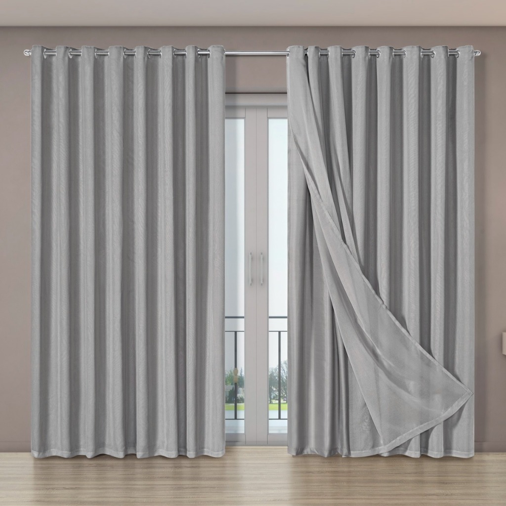 Cortina Voil Gaze Linho com Forro Blackout 5,00 x 2,70 Metros Luxo ...