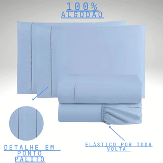 Jogo de lençol casal 3 Peças Padrão 200 fios 100% algodão lisos em Oferta na Shopee