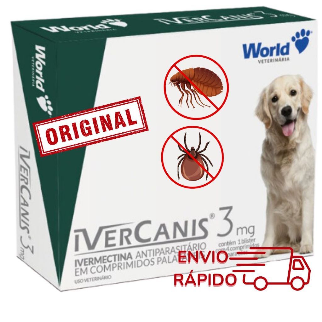 Remedio para / contra pulgas, carrapato e sarna - Ivercanis 3mg com 4 ...