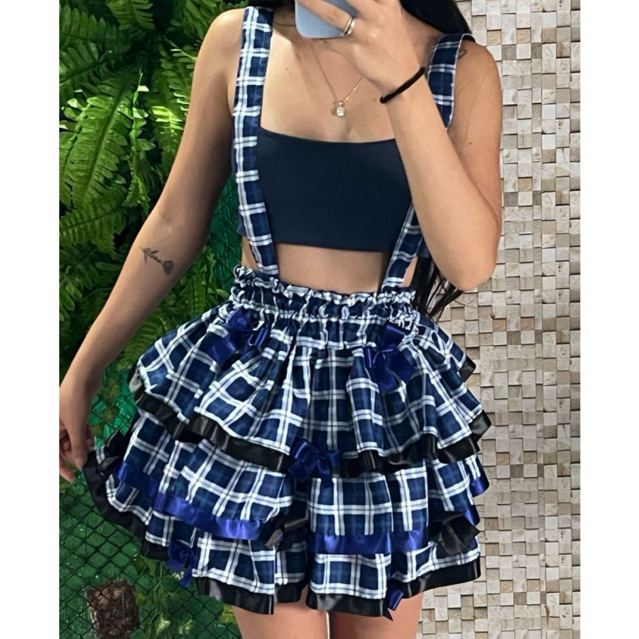 Saia de festa junina azul! | Shopee Brasil
