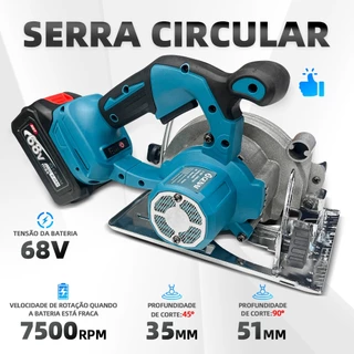 Serra Circular Philco Force GN-464 7500RPM Com 2 Baterias + 2 lâminas de metal (125mm)