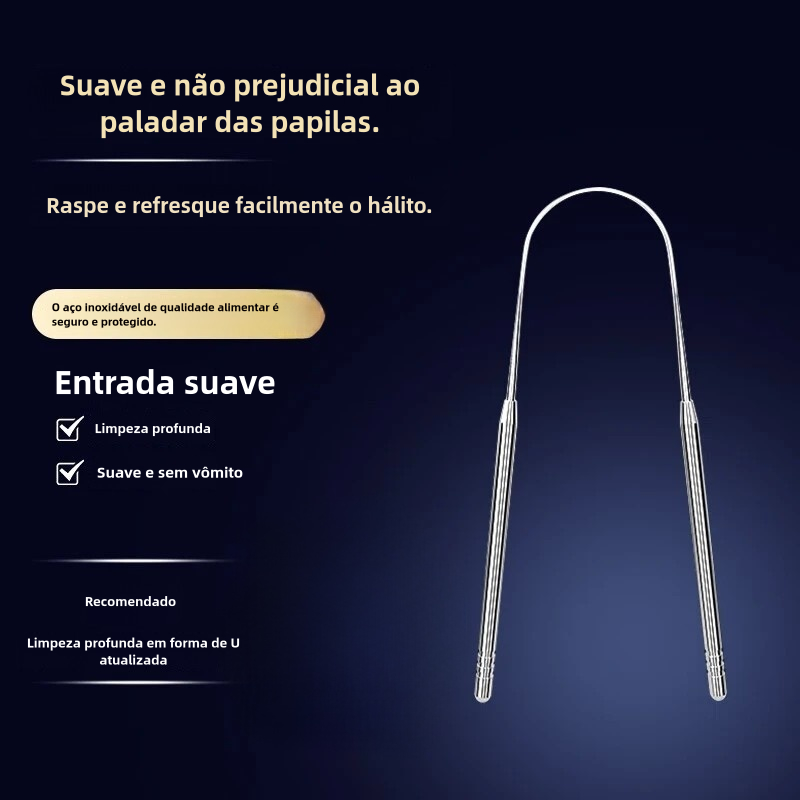 Limpador Raspador De Língua Em Aço Inox Para Higiene Bucal Promoção
