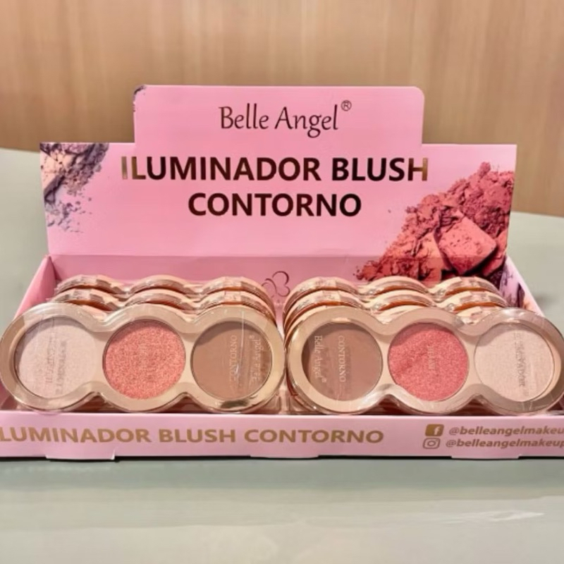 Trio Paleta de Iluminador, Blush e Contorno 8,2g Lançamento - Belle ...