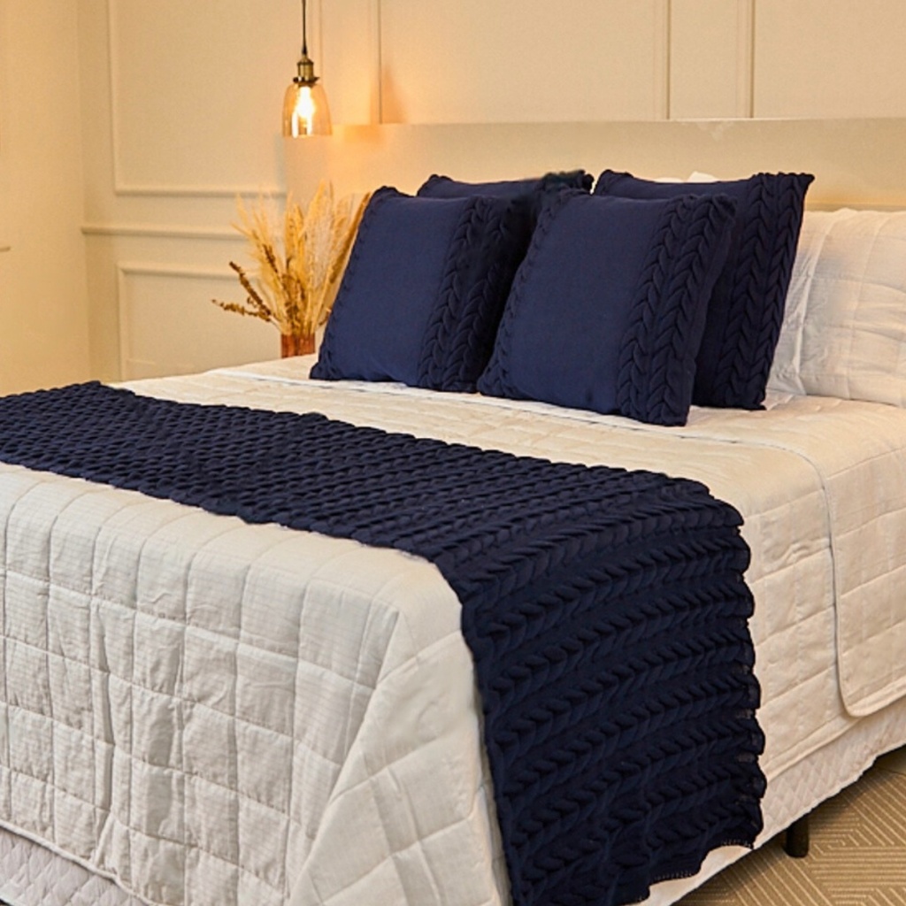 Peseira Manta Tricot Sofá Cama Casal Queen King Aconchego Home Decor - SOMENTE A PESEIRA