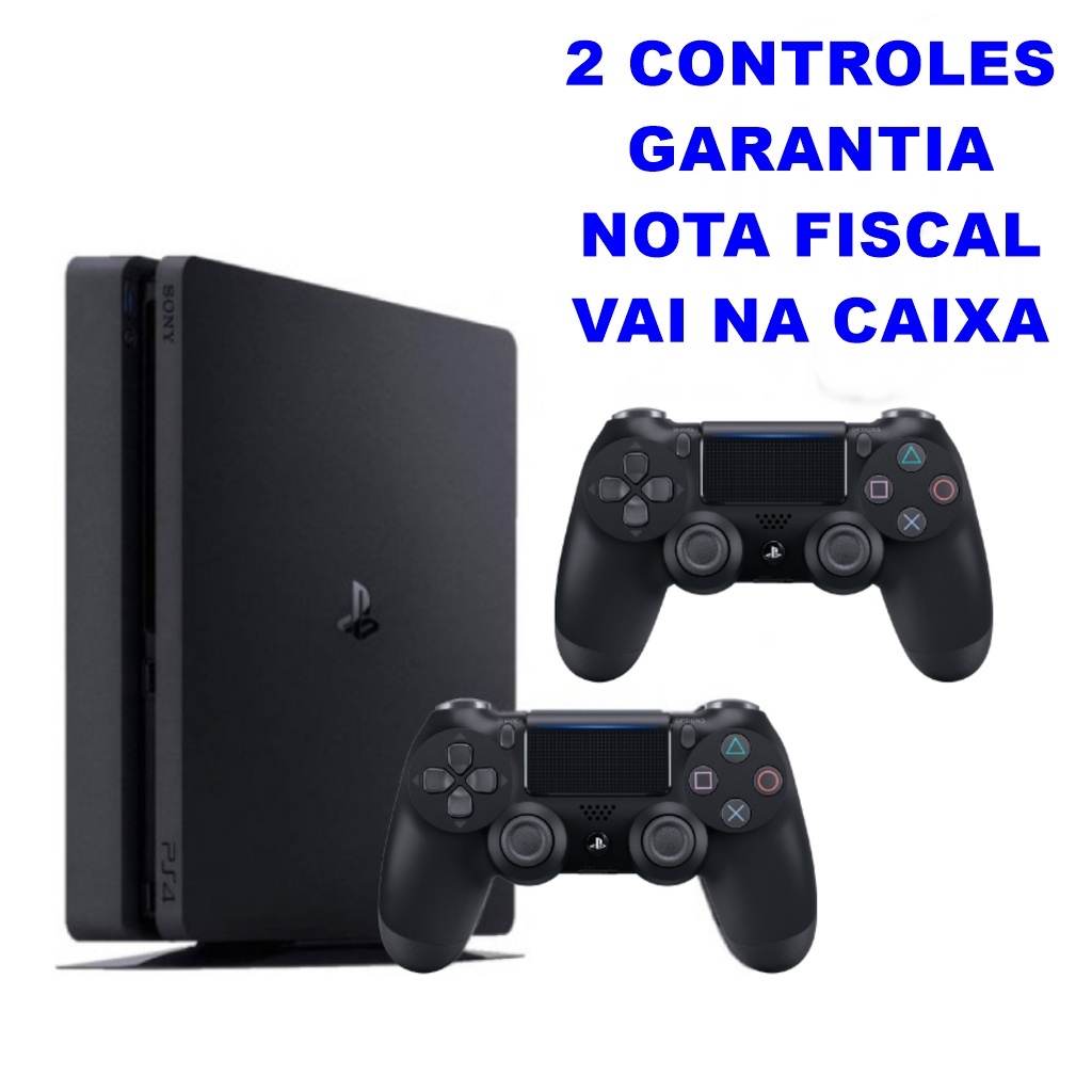 PS4 PlayStation 4 Slim + 2 Controles + Garantia + Nota Fiscal