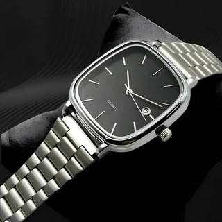 Relógio Masculino Retro Vintage Slim Quadrado Aço Inoxidável