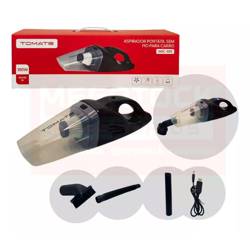 Tomate Sem Fio MXC-003 aspirador em pó preto 12V 100W