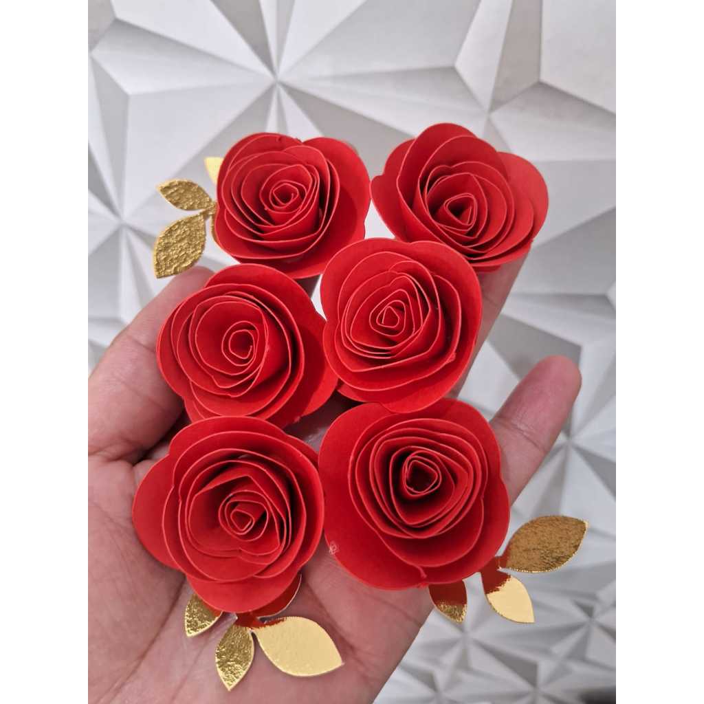 Flores De Papel Para Topo De Bolo Kit Com 6 Flores Flor De Papel