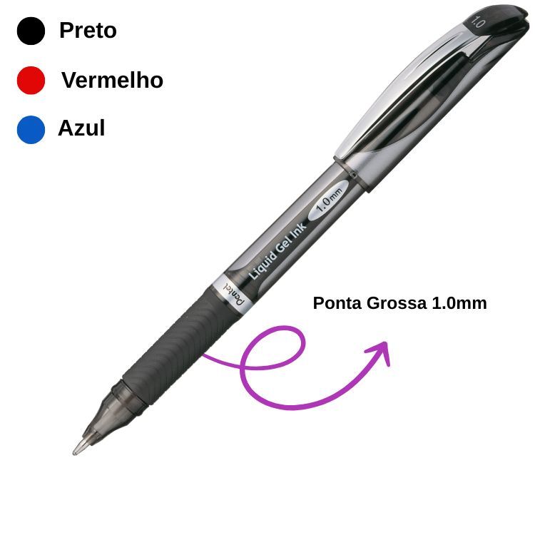 Pentel Energel BL60 Tintenroller 3er-Set – Mit Metallspitze, 1.0 Mm Feder In Schwarz, Blau & Rot