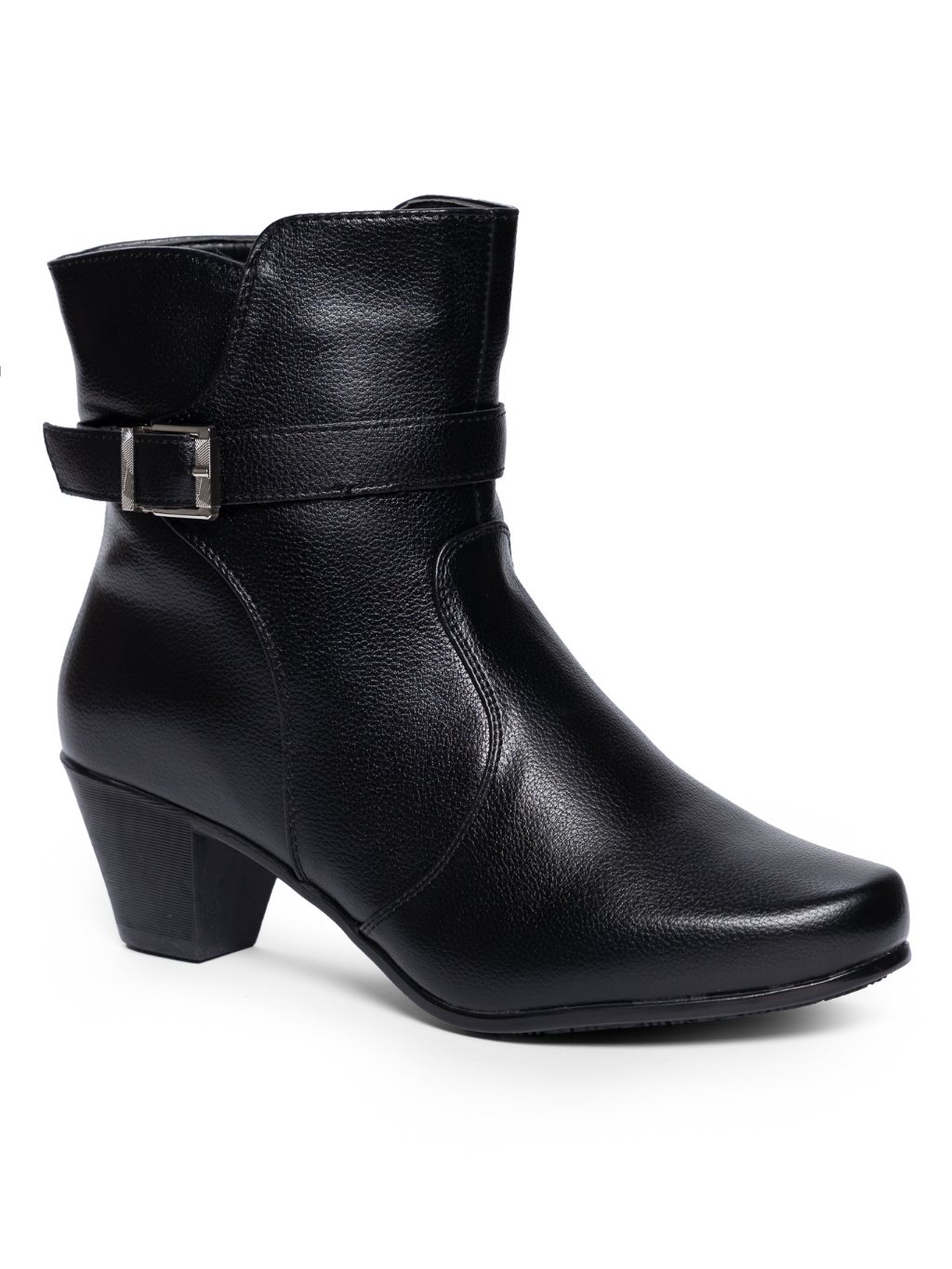 Bota Cano Curto Salto Grosso Baixo Fivela - Mooncity | Shopee Brasil