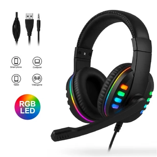 Headset Fone Gamer Led RGB com microfone USB e P2 Para PC Computador Headphone Videogame em Oferta na Shopee
