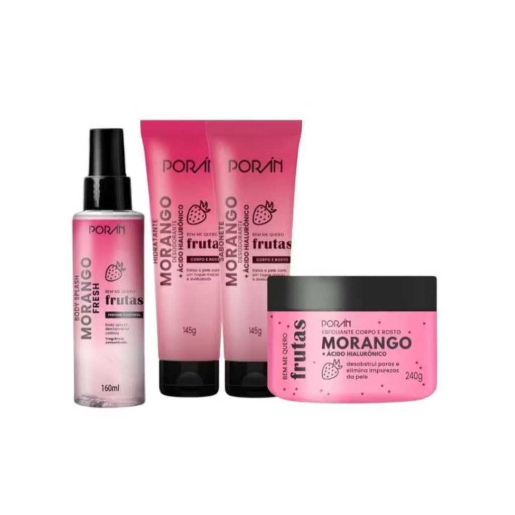 Kit de 4 Poram Linha de Frutas: Hidratante, Exfoliante, splash e ...