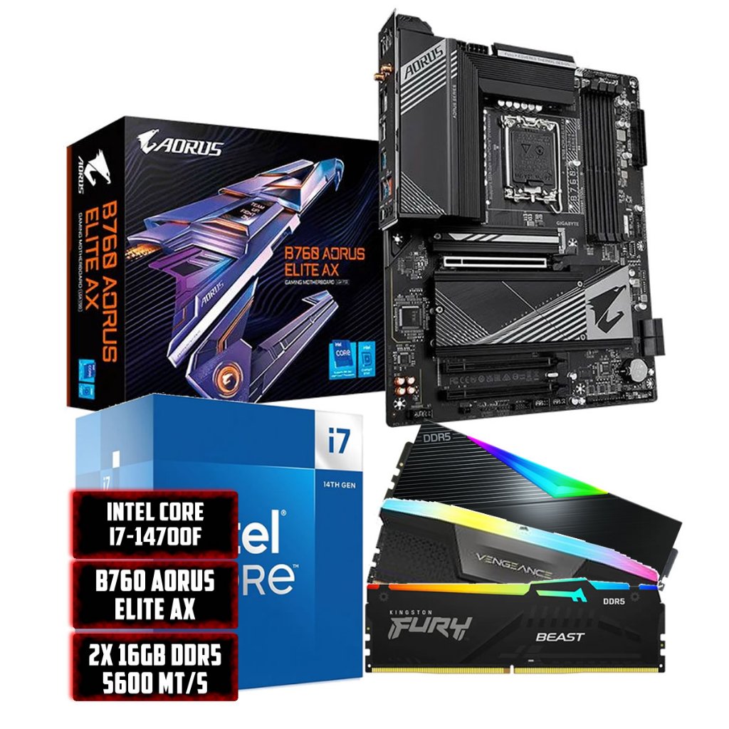 KIT UPGRADE INTEL CORE I7-14700F|B760 AORUS ELITE AX|32GB RAM DDR5