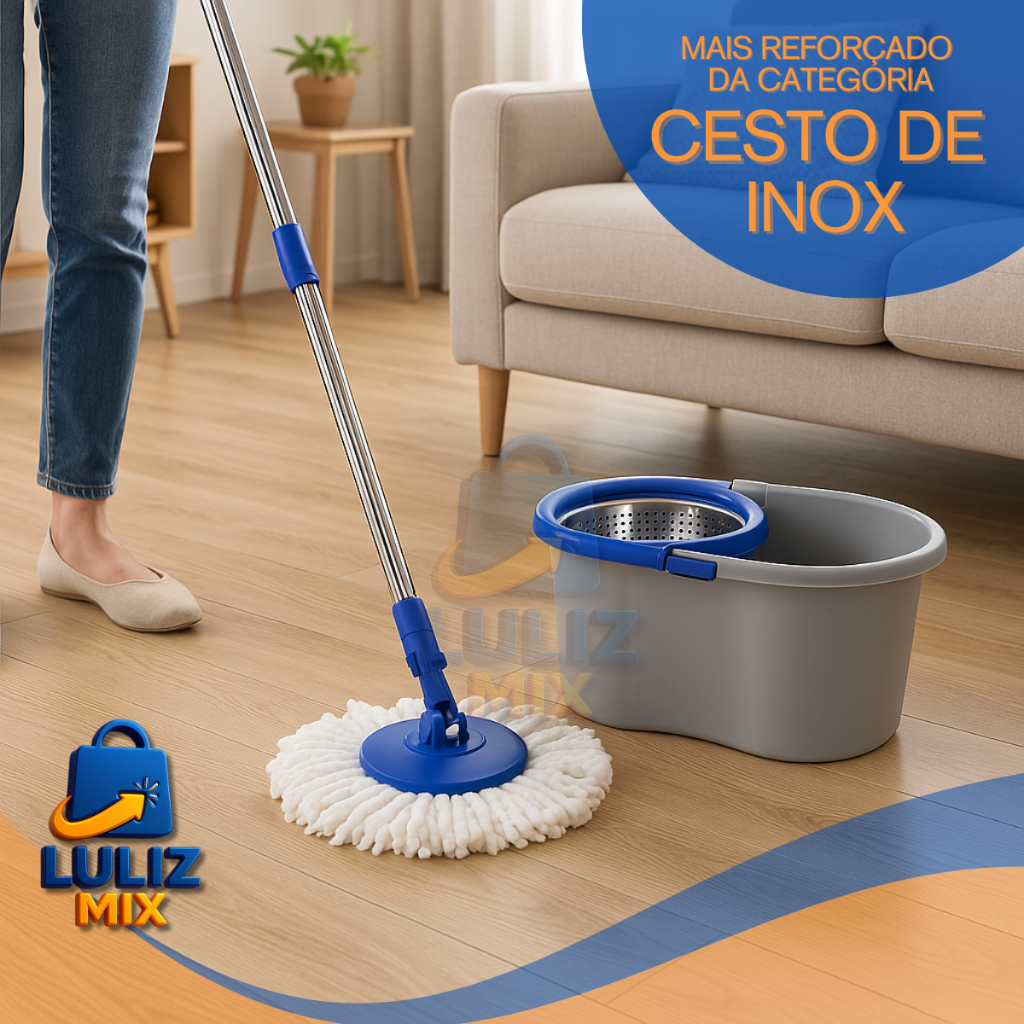 Mop Giratório Balde Esfregão Giratório Rodo Para Passar Pano Cuidados ...