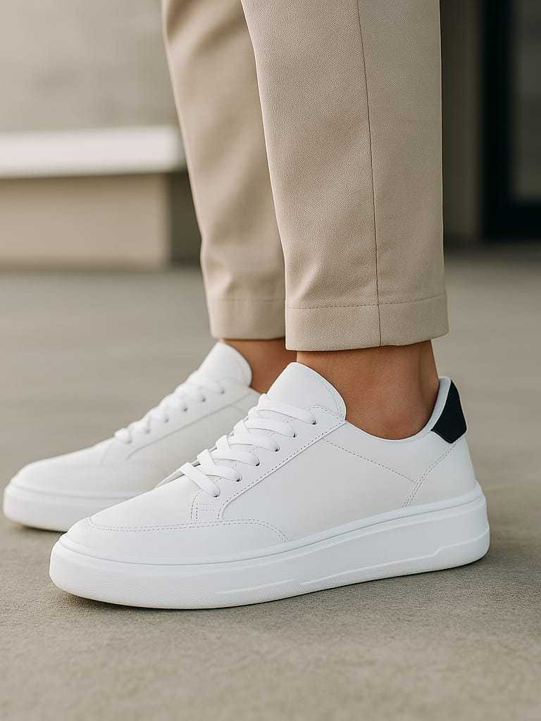 Tnis Branco Casual Masculino Sneaker Sola Alta Plataforma Minimalista
