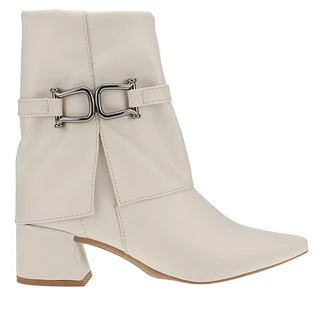 Bota Feminina Bico Fino Blogueira Salto Bloco Shekinah Capa Detalhe Enfeite Lateral Zipper Moda