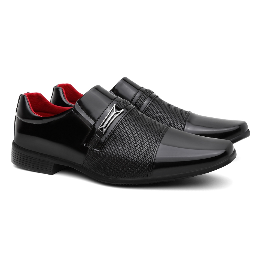 Sapato Social em Verniz com Fivela Linha Confort Design Sofisticado Acabamento Brilhante