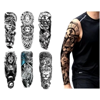 kit com 4 Tatuagens Temporárias Tattoo Fake À Prova D'água Unisex Realistas 3D 17X48CM - SORTIDAS
