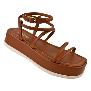 Sandália Feminina Tiras Plataforma Flatform Luxo Confortável Moda Tendência Antiderrapante