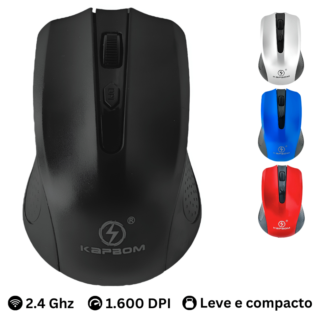 Mouse Sem Fio Wireless 2.4ghz Usb Pc Notebook Ergonômico