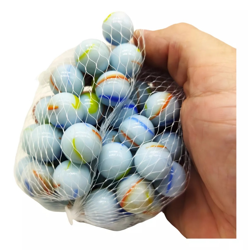 48 Bolinhas Bola de Gude de 15mm Leitosa - Brincadeira de Criança ...