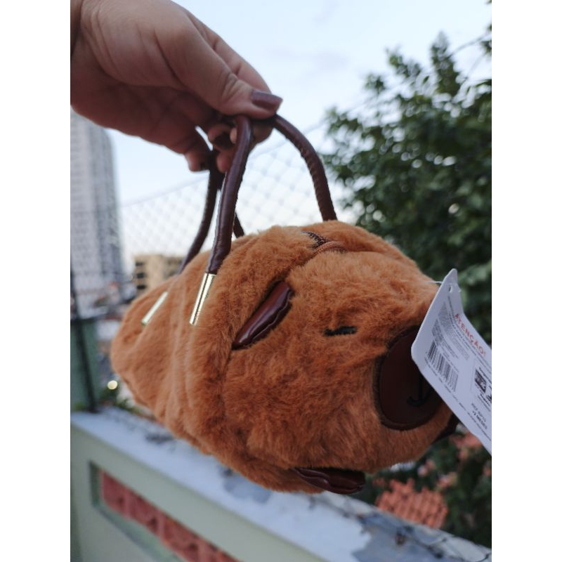 Bolsa de Mão da Capivara com alça curta e alça longa removível, muito ...