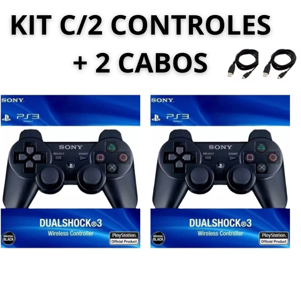Controle Joystick Sem Fio Dualshock 3 Ps3 Preto Compatível