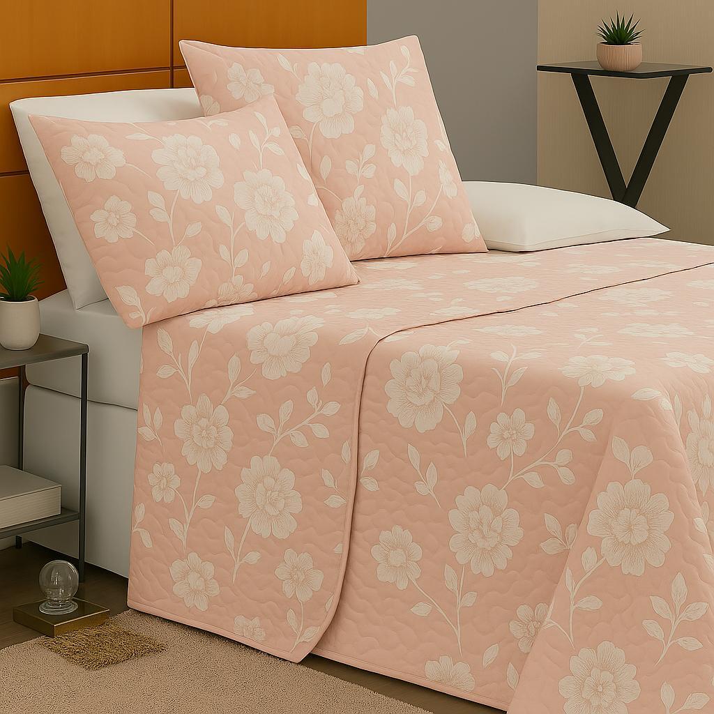 Kit Colcha Cobre Leito Casal Dupla Face 3 Peças 2,20X2,40M