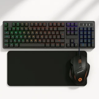 Kit Gamer Teclado Semi-mecânico RGB + Mouse 3200 Dpi RGB + Mouse Pad 70x35