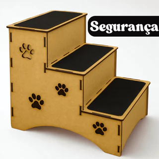 Escada Para Pet Subir na Cama e Sofá – 3 Degraus em MDF Seguro