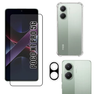 Kit Para Xiaomi X7 Pro 5g | Película de Vidro 3D - Capa Anti Shock - Película da Câmera 3D
