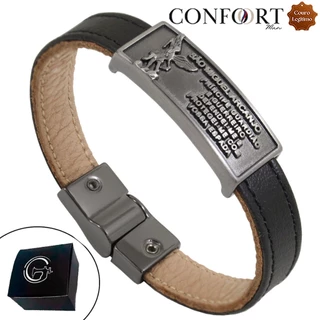 Pulseira Couro Masculina Magnética São Jorge MAX São Miguel Nossa Senhora Proteção Modelos Diversos