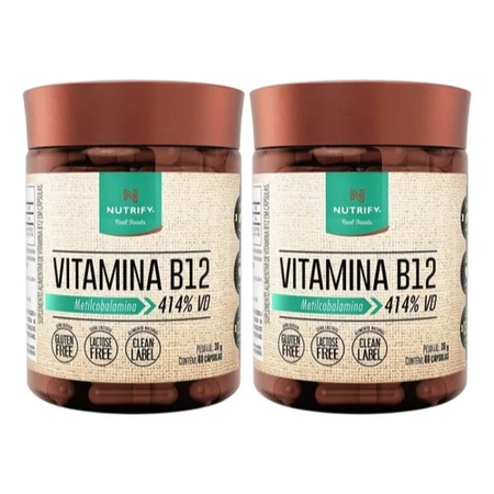 Kit com (2 unidades) de vitamina B12 Metilcomalamina 60 Capsulas Nutrify