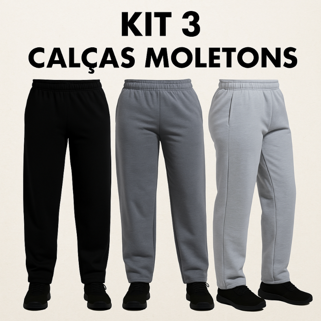 Kit 3 Calças Moletom Feminina