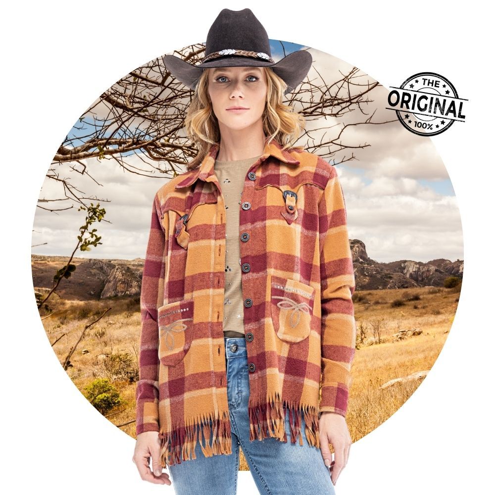 Jaqueta Flanelada Grossa Pro Frio Com Franja Zenz Western