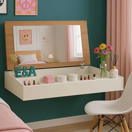 Penteadeira suspensa com espelho 70cm console camarim - cores