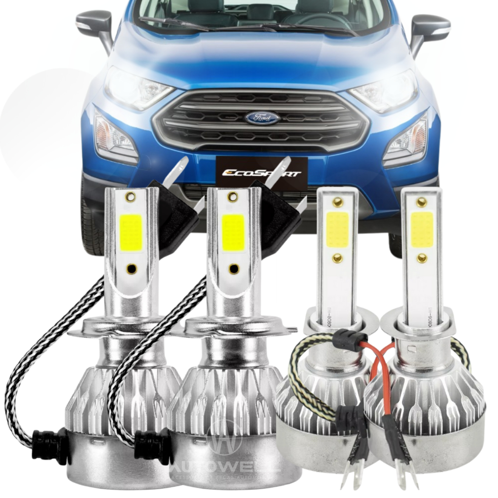 Kit Lâmpadas Super Led 6500k Farol Ford Ecosport 2018 2019 2020