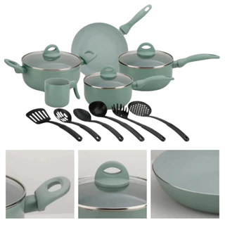 Jogo Completo De Panelas Indução Antiaderente De Cerâmica Mármore 14 Peças Com Leiteira em Oferta na Shopee