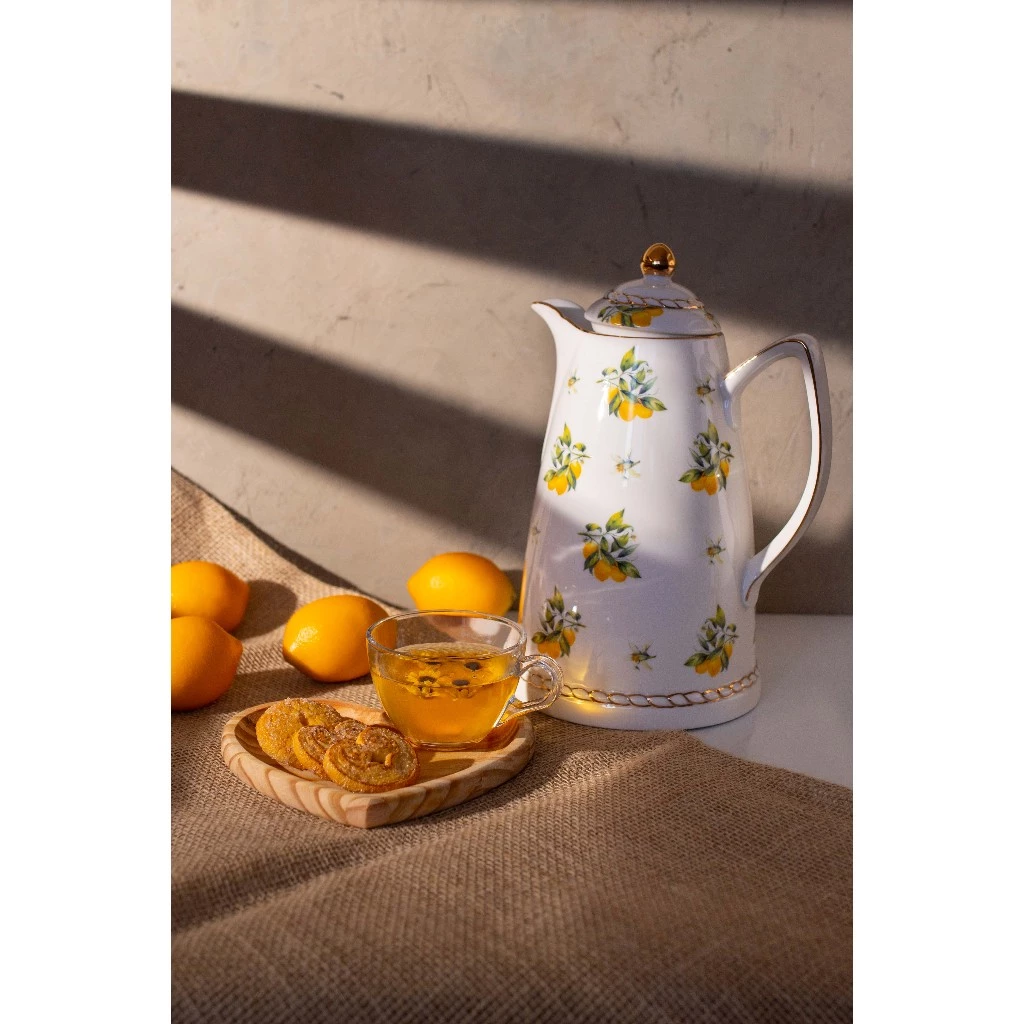 Garrafa Térmica de Porcelana Lemon Branco – Wolff