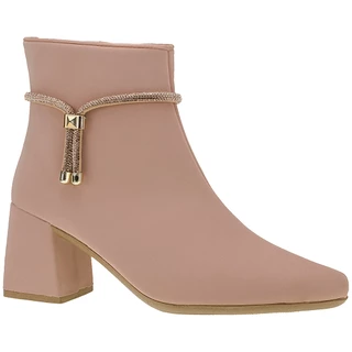 Bota Salto Feminina Bico Fino Cano Curto Shekinah Correia Detalhe Strass Confortável Moda
