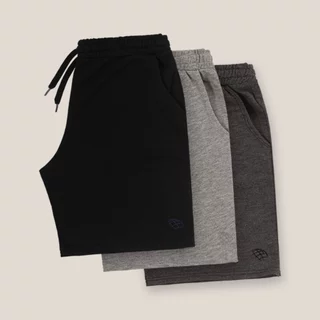 Kit 3 Bermudas Moletom Juvenil Masculino Adulto Academia Esporte Casual Fitness Variadas Cores Tamanhos 10 ao GG