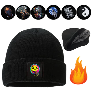 Touca de Lã Forrada Peluciada Adulto Toca Gorro Toucas Frio Masculina Preto Quente Unissex Desenhos