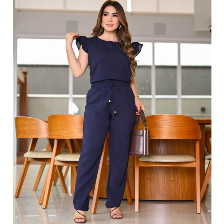 Conjunto Feminino Casual Sofisticado Básico Trabalho De Blusa