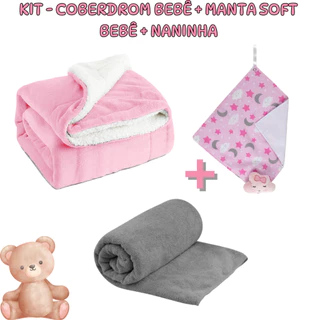 Kit 3 Itens Perfeito para bebê - Coberdrom + Manta soft + Naninha em Oferta na Shopee