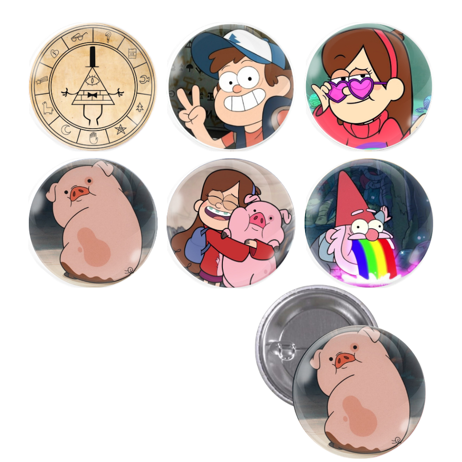 Cartela De Buttons Pins Broche Gravity Falls Bill Cipher Com 6 Unidade ...